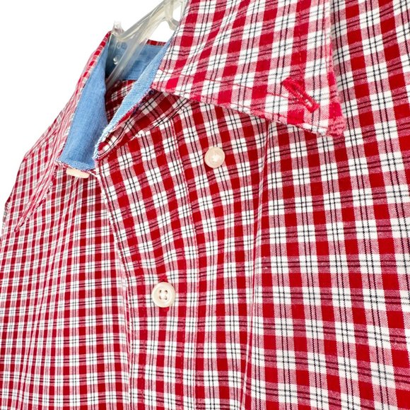 Chaps Easy Care Dress Shirt Mens L Red Plaid Button Down Collar LS - Picture 7 of 10